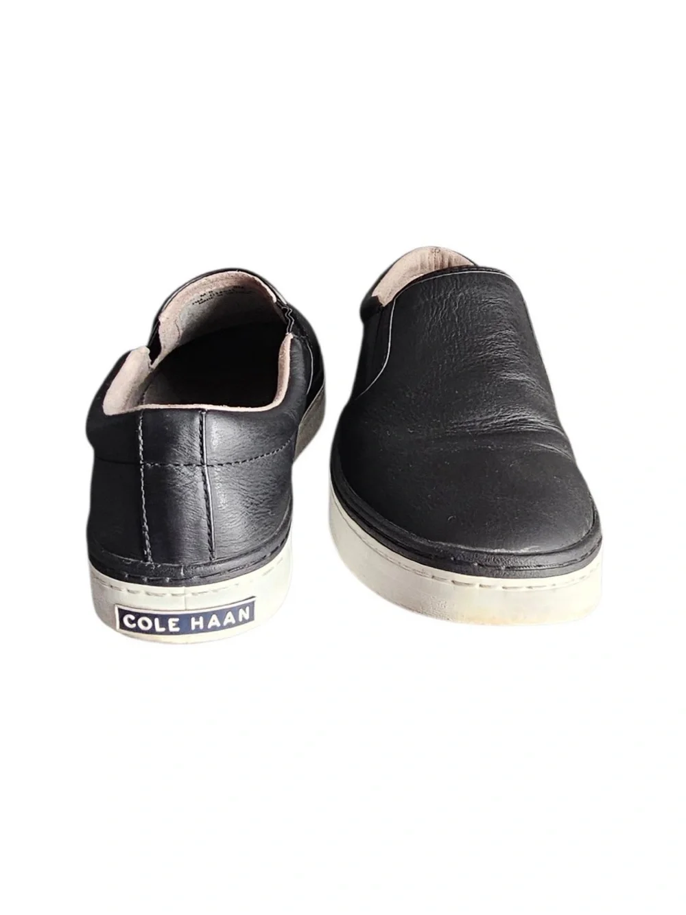 Cole Haan Black Falmouth Grand OS Leather Slip-On Loafer with White Sole Sz 9